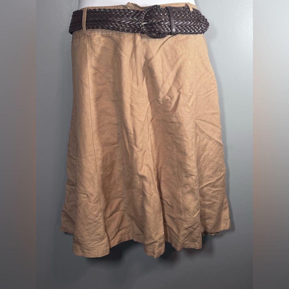 Appraisal Plus Camel Tan A-Line Skirt & Woven Brown Belt Set | Plus Size 18W - Picture 4 of 12